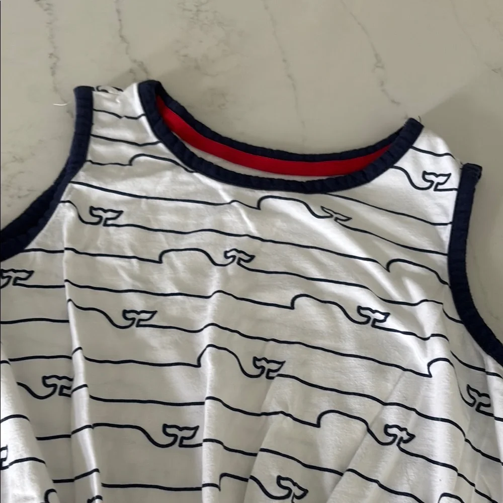 Vineyard Vines White and Blue Tank Top with Nautical Design